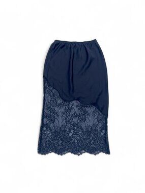 Urban Outfitters Black Satin Lace Slip Skirt – XS Goth Coquette Midi